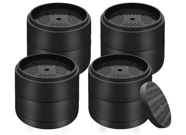 Furniture Risers Bed Risers Heavy Duty 1 inch, 2 inch, 3 inch, 4 inch Round Adjustable Bed Lifts Riser for Desk Legs Table Couch Sofa Chair Refrigerator Washing Machine (1+1 Inch, Black, 4 Pack )