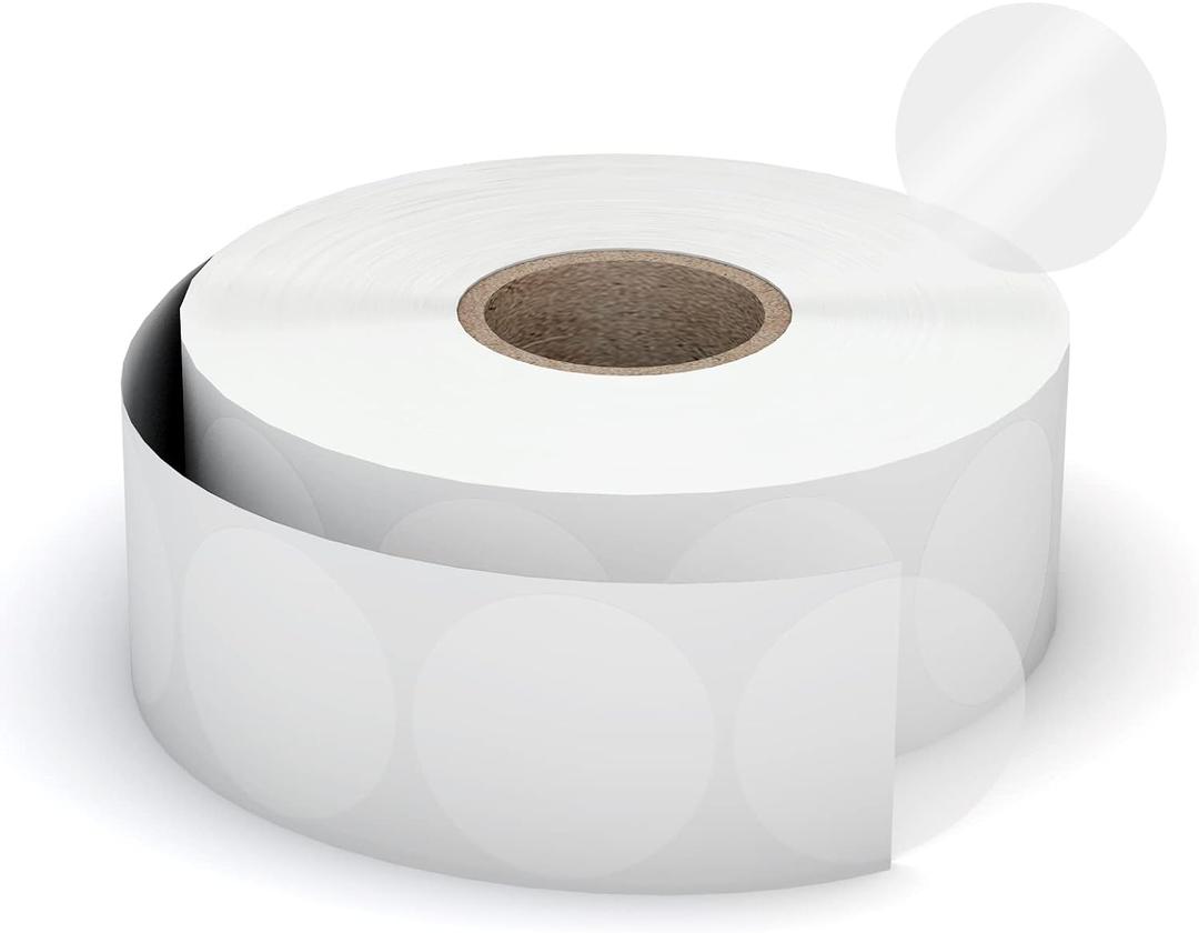 Misofuki 1" Clear Circle Stickers (1000 Pcs), Transparent Self-Adhesive Seals for Envelope, Cosmetic Box, Gift Bag, Mail, PVC Material, Round Wafer Package Seals