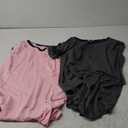 Ekouaer Nightgowns for Women 2 Pack Sleepshirts Short Sleeve Nightshirt V Neck Sleepwear Casual Pajama Dress (X-Large, Black/Pink)