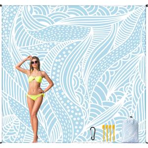 HIHOHO Beach Blanket Waterproof Sandproof Beach Mat for 1-8 Adults Quick Drying Durable Outdoor Picnic Mat for Beach Festival Travel Camping Hiking (BL-Ripple, 79"×108"(6 Person))