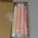 Baquler 6 Pcs Pastel Pink Flameless Taper Candle Twisted LED 9.65 Inch Taper Candles Battery Operated Spiral Candlesticks for Valentine Wedding Birthday Home Party Holiday Dinner Fireplace