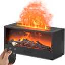 Fireplace Flame Diffuser Air Humidifier, Essential Oil Diffuser with 7 Colors Light & Timer, Auto-Off Ultrasonic Cool Mist Aroma Humidifier for Home, Bedroom, Office, Yoga(Black)