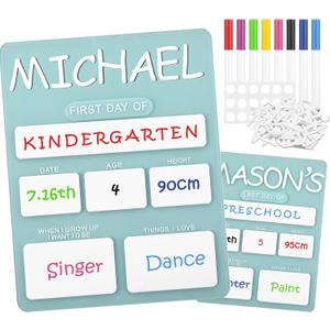 Chunful Personalized First and Last Day of School Board Reusable Acrylic Name of Sign Chalkboard Back to School Photo Prop Supplies for Preschool Kindergarten Elementary Student Gifts, 11 x 9 Inch