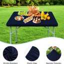 Wolkemer 2 Pack 3 Foot Navy Blue Fitted Tablecloth 36x36 Inch Square Elastic Edges Table Cloth, Spandex Stretch Table Cover with Machine Washable Fabric for Wedding Party Picnic Dining Indoor Outdoor
