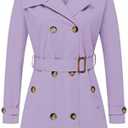 CREATMO US Women's Trench Coat Double-Breasted Classic Lapel Overcoat Belted Slim Outerwear Coat with Detachable Hood, XXL