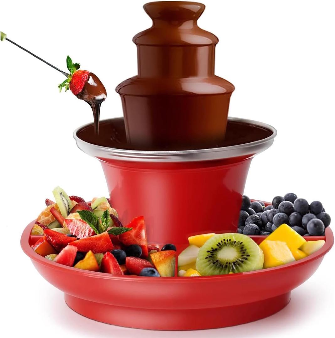 3 Tier Chocolate Sauce Fountain Machine, Detachable Tray Mini Electric Chocolate Fondue Fountain, Fountain Machine for Cheese/Chocolate Sauce, Easy Cleaning, for Party, Gathering, Wedding, 17-Ounce