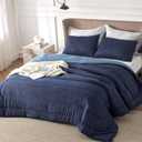 Bedsure California King Comforter Set - Cooling and Warm Bed Set, Navy Blue Reversible Bedding for All Season, 3 Pieces, 1 California King Size Comforter (104"x96") and 2 Pillow Cases (20"x36")