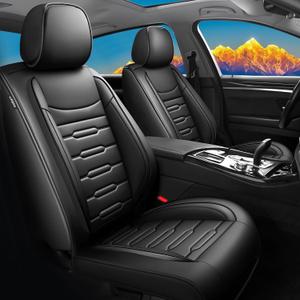 FQFZYMX Fit Prius Car Seat Covers for Toyota Prius 2001-2024 2025 Upgraded Premium Waterproof & Breathable Leather, Airbag Compatible, AllWeather Seat Cushion Protector (Full Set, Black)