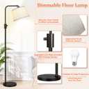 Upgraded Dimmable Floor Lamp, 1000 Lumens LED Edison Bulb Included, Arc Floor Lamps for Living Room Modern Standing Lamp with Linen Shade, Tall Lamp for Bedroom Office Dining Room- Black