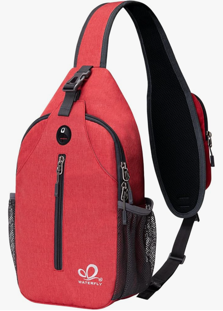 WATERFLY Crossbody Sling Backpack Sling Bag Travel Hiking Chest Bag Daypack