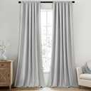 MIULEE 100% Blackout Curtains 120 Inch Long 2 Panels for Bedroom, Thick Luxury Faux Linen Black Out Curtain Room Darkening Back Tab Pleat Window Textured Drapes with Hooks for Living Room, Gery (Grey)