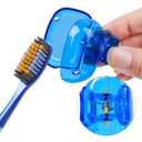 4 Pack Portable Toothbrush Head Protector, Protective Portable Plastic Clip's Toothbrush Cover for Household Travel, Camping, Bathroom, School, Work (Pink,Blue,White,Orange, Small)