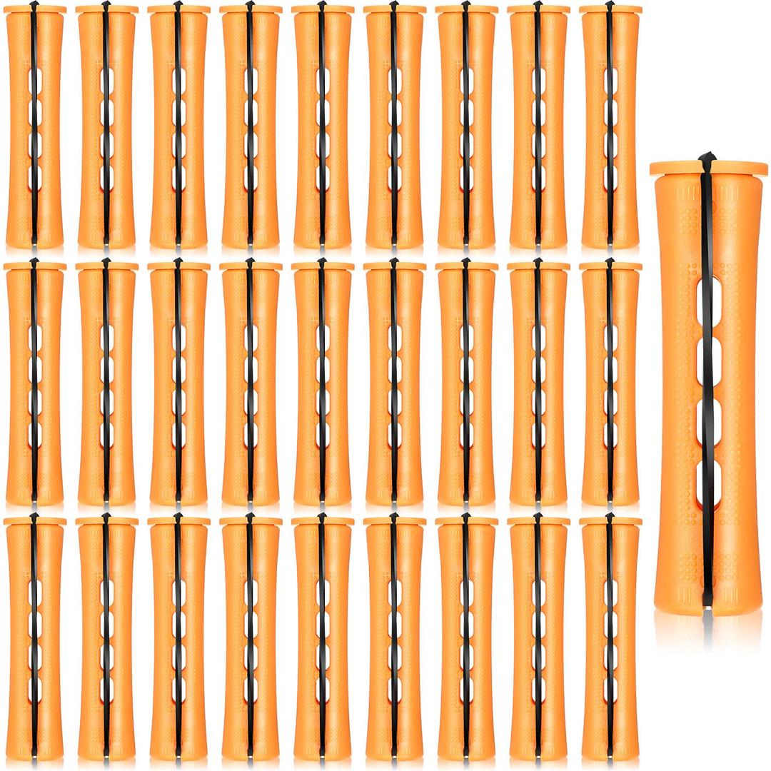 WILLBOND 60 Pcs Perm Rods for Long Hair Plastic Curl Rods Cold Wave Irons Curling Roller for Hair Styling Hairdressing Tools (0.87 Inch, Orange)