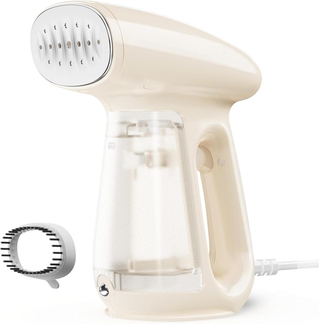 Bear Steamer for Clothes, Handheld Clothes Steamer,1300W Strong Power Garment Steamer with 230ml Tank,Fast Heat-up, Auto-Off, Steam Iron Fabric Wrinkle Remover with Brush for Home and Travel (Beige)