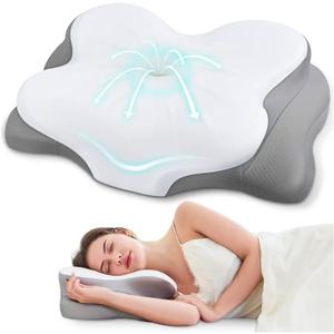 Neck Pillow Patented Contour Design with Premium Memory Foam for Neck Pain Relief Adjustable for All Sleepers