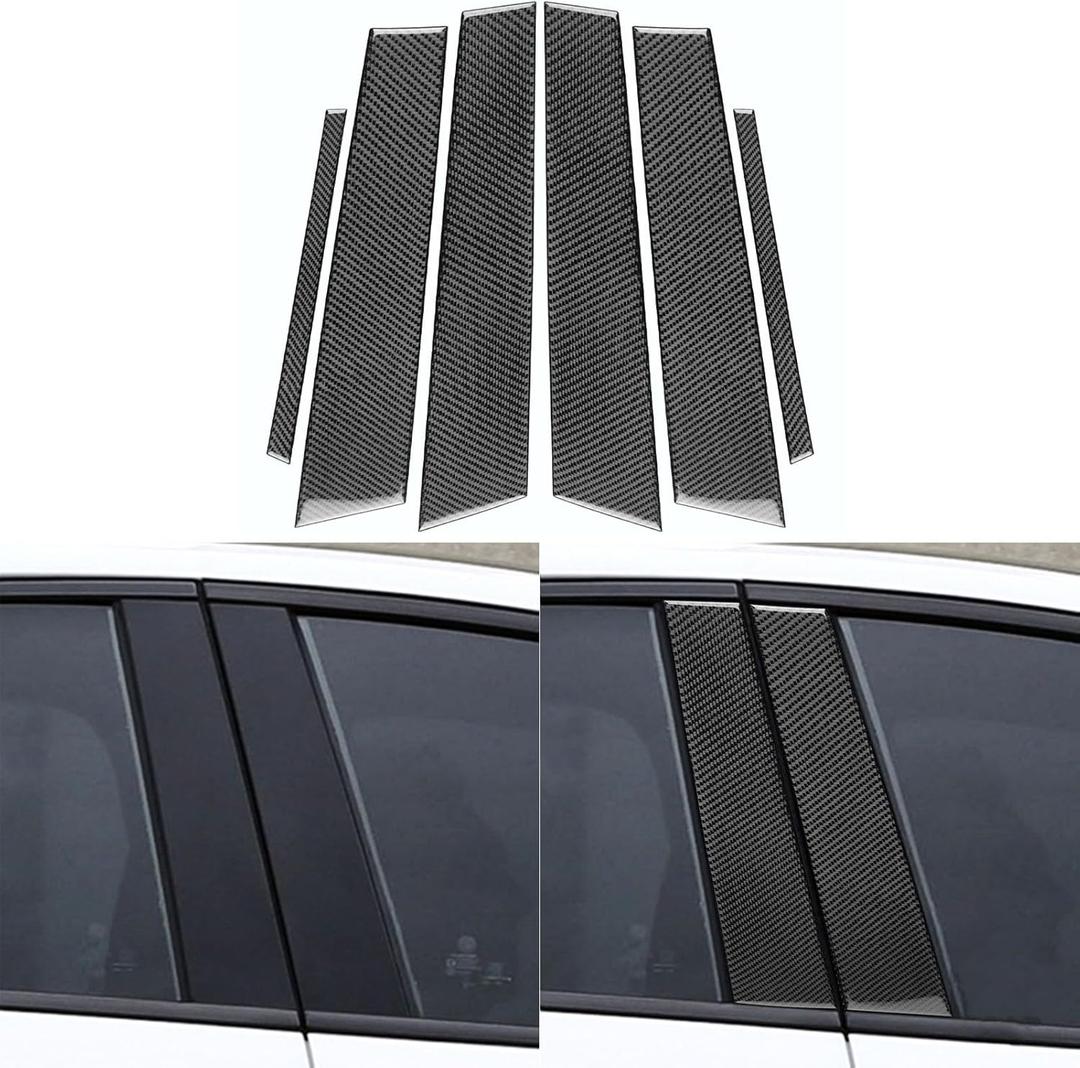 NVCNX Real Premium Carbon Fiber Compatible with Alfa Romeo Giulia 2017-2025 2018 2019 2020 2021 2022 2023 2024 Car Window B C Pillar Post Cover Sticker Decal Exterior Trim Accessories Black