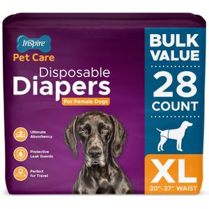 Inspire Pet Care Dog Diapers Female Dogs | Bulk Value Doggie Incontinence, Accidents, for Heat, Pee or Period and Housebreaking (X-Large (28 Count))