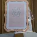 5x7 Enamel Picture Frame with HD-Tempered Glass, Display 4x6 Photo with Mat, Ornate Photo Frame with Gold Metal Edge & Velvet Back for Tabletop & Wall Mount Vertically or Horizontally Display, Pink