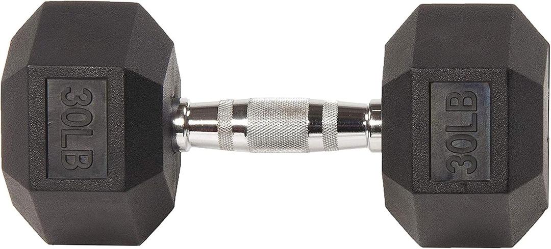 Fitvids Sporzon! Rubber Encased Hex Dumbbell, Single, Black