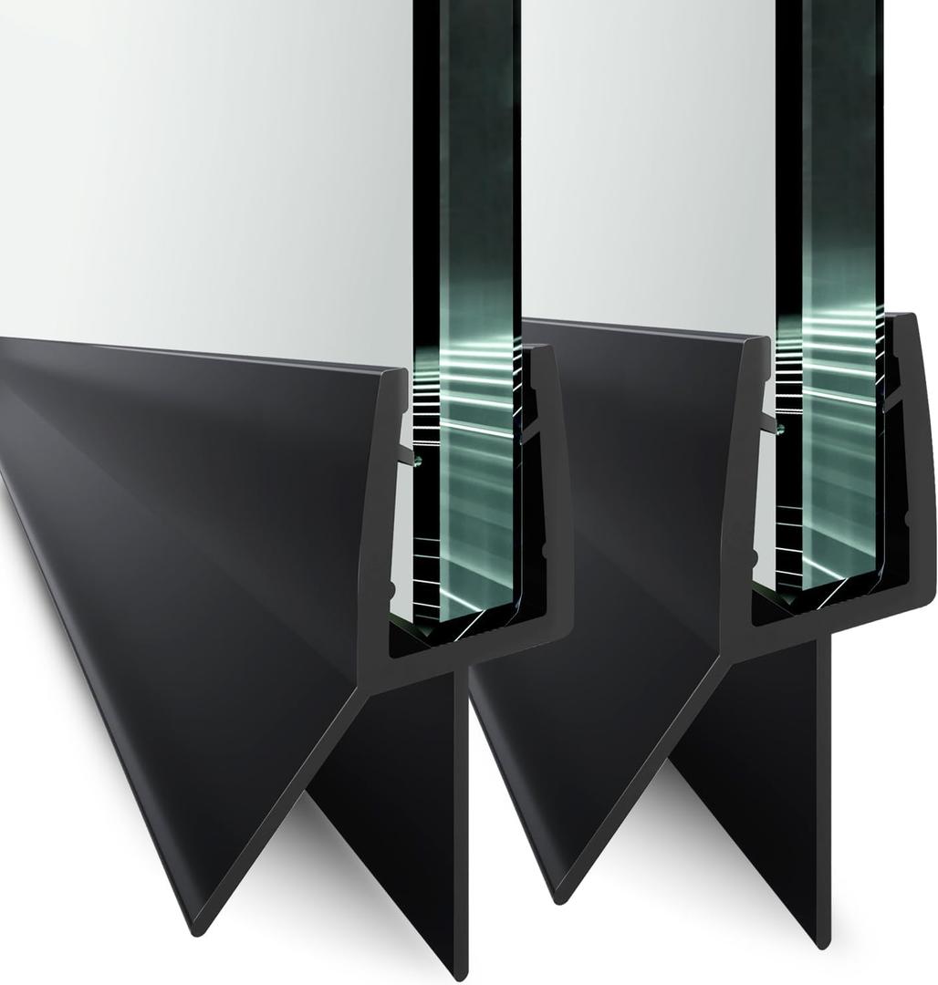 CKB 2-Pack Frameless Shower Door Bottom Seal, 36" (900mm) L, Fit for 1/4 (6mm) Shower Glass Door, Black Vinyl Glass Door Seal Strip