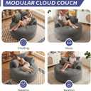 Oversized Round Chaise Lounge Chair Indoor, Modern 54-inch Upholstered Corduroy Deep Seat Circular Cloud Floor Sofa, Large Boneless Circle Single Lounge Chair for Living Room, Bedroom & Apartment