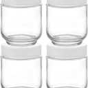 Hedume 12 Pack 6oz Clear Glass Jars with White Lids for Spices, Party Favors, Jams etc.