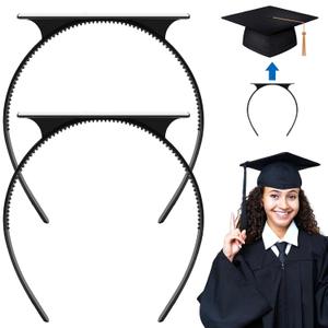 4 x 2 Pack Black Graduation Cap Headband, Pro-Grip Stabilizer Unisex Upgrade Grad Cap Headband Insert for Suitable