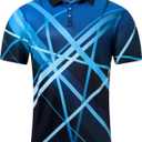 uideazone Mens Golf Shirt Dry Fit Athletic Polo Shirts Moisture Wicking Performance 3D Print Short Sleeve (X-Large, Blue 1)