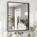 Dimelax 36"x 24" Black Bathroom Mirrors for Over Sink, Wall Vanity Mirror, Framed Rectangle Mirrors for Wall, Living Room Entryway, Anti-Rust, Tempered Glass Hangs Horizontally or Vertically