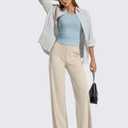 G4Free Women's Ribbed Knit Wide Leg Pants with Pockets Lightweight Stretchy Yoga Pants Casual Lounge (XL)