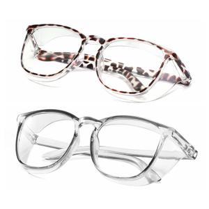 Alsenor Safety Glasses Anti Fog Goggles Protective Eyewear Blue Light Blocking Anti Dust UV Protection Glasses For Men Women (2 Pack(new-leopard+grey))