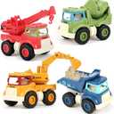 Olbyefly Construction Toys for 2 3 4 5 Years Old Boys Girls Kids Toddlers, Sandbox Excavator Toy Construction Truck Toys Vehicles Dump Crane Cement Mixer Truck, Christmas Birthday Gifts