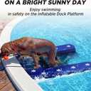 Inflatable Dock Platform, Dog Boat Ramp Floating Non-Slip Oxford and PVC with Lagre Water Ramp for Dogs Pool, Dock, Lake with Traction Rope, Manual Air Pump (4.8ft x 3ft x 6in) L05