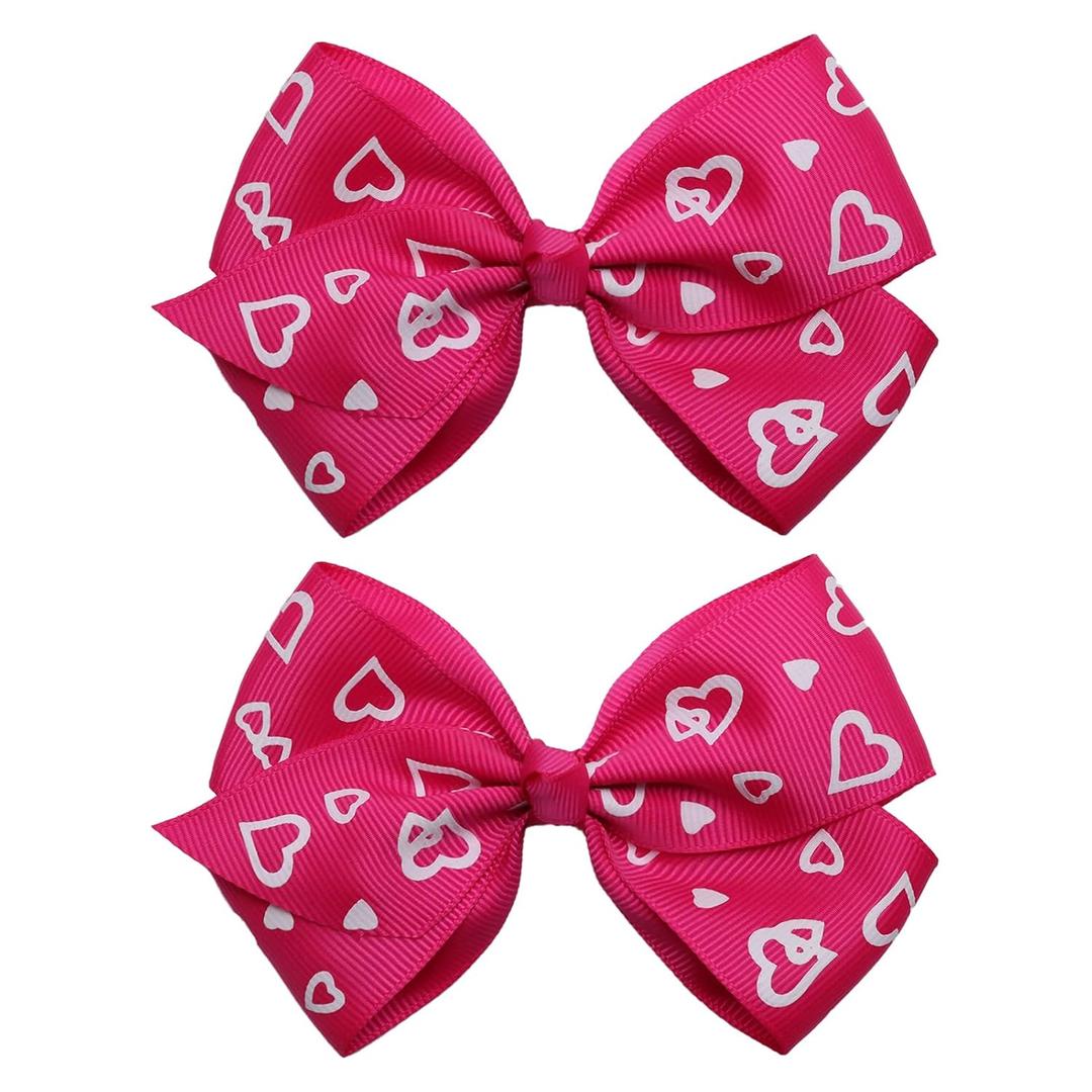 Red Hair Bow Clips for Girls 2Pcs Valentines Hair Bows Alligator Clips Rose Pink Bows Hearts Hair Accessories for Women Red Hair Clip Gift