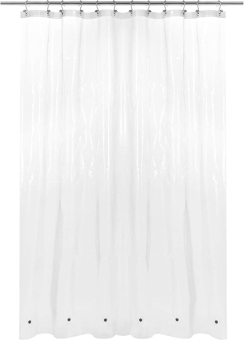 Barossa Design X-Long Shower Curtain Liner with 6 Magnets - 72" x 92", Waterproof PEVA Shower Liner for Bathroom, PVC Free, Metal Grommets - Clear, 72X92