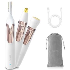 Trimma Nose Hair Trimmer for Women: 3 in1 Rechargeable Womens Facial Hair Remover and Electric Eyebrow Trimmer - Face Lips Eyebrow Nose Ear Body Painless Face Shaver with Built-in LED Light