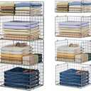Yociyoga 4 Tier Stackable Closet Organizers and Storage Shelves, Foldable Closet Shelf Organizer System, Stackable Storage Bins Drawers for Closet Organizer System, Black