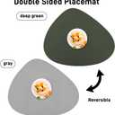 PU Faux Leather Thick Wipeable Waterproof Placemats Set of 4, Washable Oil-Proof, Wrinkle Free Kitchen Dining Table Mats, Deep Green/Grey