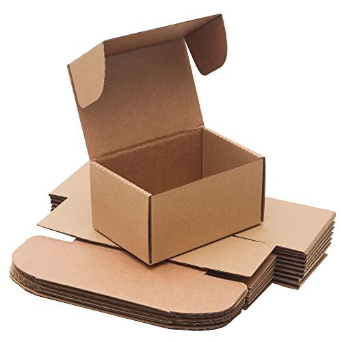 10 Pack Small Shipping Boxes 6x4x3'' Corrugated Small Cardboard Boxes for Shipping, Recyclable Packaging Boxes for Business, Mailer, Gift Packing, Crafts Packing, Jewelry Box, Brown