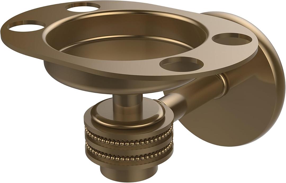 Allied Brass 7126D-BBR Satellite Orbit One Tumbler and Toothbrush Holder with Dotted Accents, Brushed Bronze
