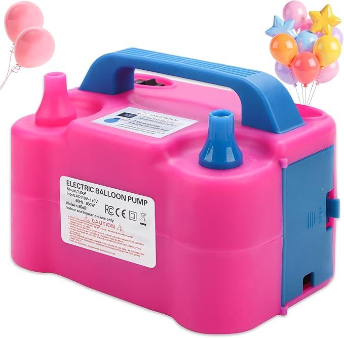 Balloon Pump Electric,110V 600W Balloon Blower Inflator Dual Nozzle Air Pump Balloons Inflator for Decoration, Party, Sport,Gifts:2 Balloon Tying Tools