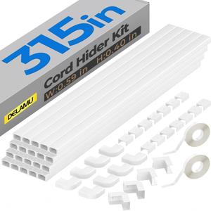 Delamu Cord Hider, 315in Total Cord Covers for Wires on Wall, Paintable Cable Cover for Wall Mounted TV, Easy Install Cable Raceways to Hide 1-2 Cords, 20 Pack, Each 15.7"L x 0.59"W x 0.40"H, White