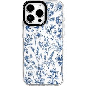 for iPhone 16 Pro Case, Vintage Botanical Pattern with Blue Flowers, Military-Grade Drop Protection, Vintage Soft Slim TPU Protective Cover with Camera Lens Protection for Women & Girls
