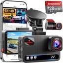 TERUNSOUl 4K+4K Dash Cam Front and Rear, Free 128GB Card Included, 5.8GHz WiFi Dash Camera for Cars, Built-in GPS, G-Sensor, 170°Wide Angle, 3" IPS Screen, 24H Parking Mode, Support 512GB Max