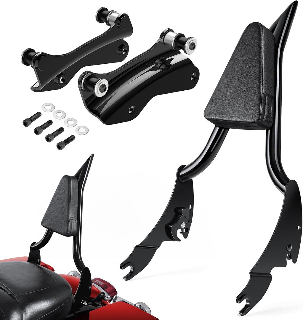Benlari 26inch Passenger Sissy Bar Backrest and 4 Point Docking Hardware Kit Fit for Harley Davidson Touring Street Glide Electra Glide Road King Road Glide 2014-2024, Black