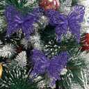 2 x 15 PCS Glitter Butterfly Christmas Tree Ornaments, Hollow-Out Butterfly Christmas Decoration with Clips, Craft Xmas Ornaments, Xmas Tree, Wreath, Garland, Home Decorations, Purple