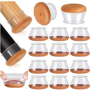 24 Pcs Furniture Leg Floor Protectors PISAO, Silicone Table and Chair Leg Protectors Caps Covers for Hardwood Floors, Furniture Pads Sliders with Wrapped Felt Bottom Extra Large 1.61"-2"(40.1mm-50mm)