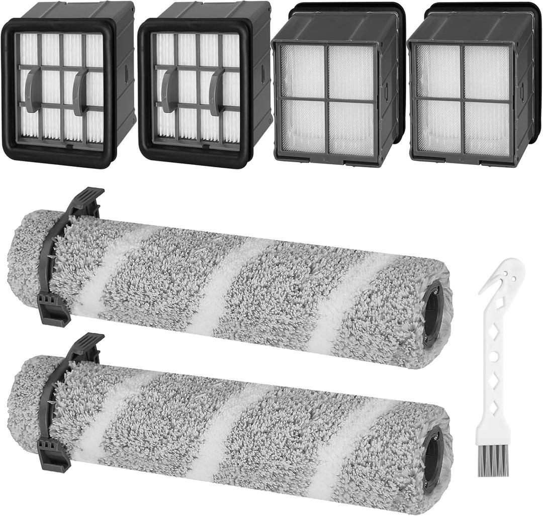 3930F Brush Roll Replacement Filter for Bissell CrossWave OmniForce Edge Cordless Multi-Surface Hard Floor Wet Dry 3930F, 3933, V2, 3999z Vacuum, 2 Pack Roller Brush, 4 Pack Hepa Filters