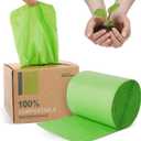 Compostable Trash Bags, 2.6 Gallon, 100 Count, 100% Compost Waste Bags for Kitchen Bathroom Office, Small Countertop Bin Compost Bags, US BPI and Europe OK Compost Home Certified