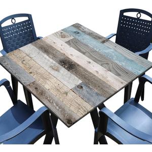 Farmhouse Square Fitted Tablecloth with Elastic Edge Wood Grain Card Table Cover Outdoor Wipeable Card Tablecloth for Indoor Kitchen Decor (Fit for 36"x36"Square Table)